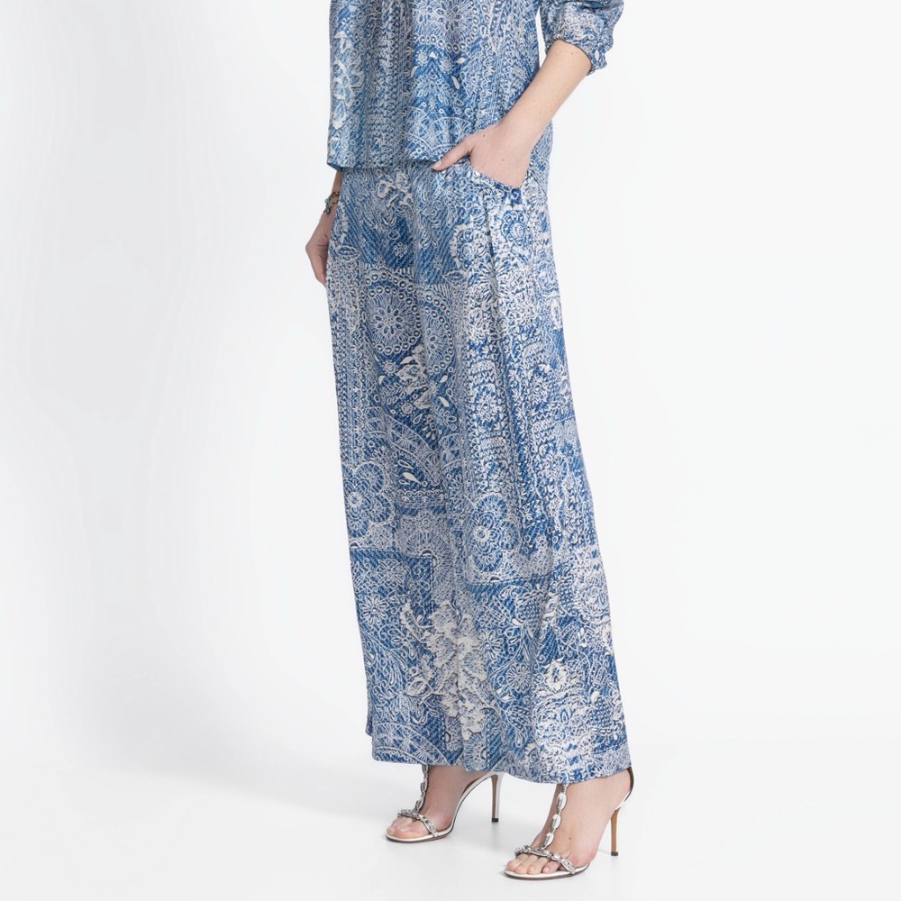 Johnny Was Lauchlen Wide leg Silk Pants. Size L - Picture 11 of 12